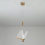 Modern Butterfly LED Pendant Light with Transparent Acrylic Wings and Adjustable Hanging Height