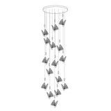 Modern Butterfly LED Pendant Light with Transparent Acrylic Wings and Adjustable Hanging Height