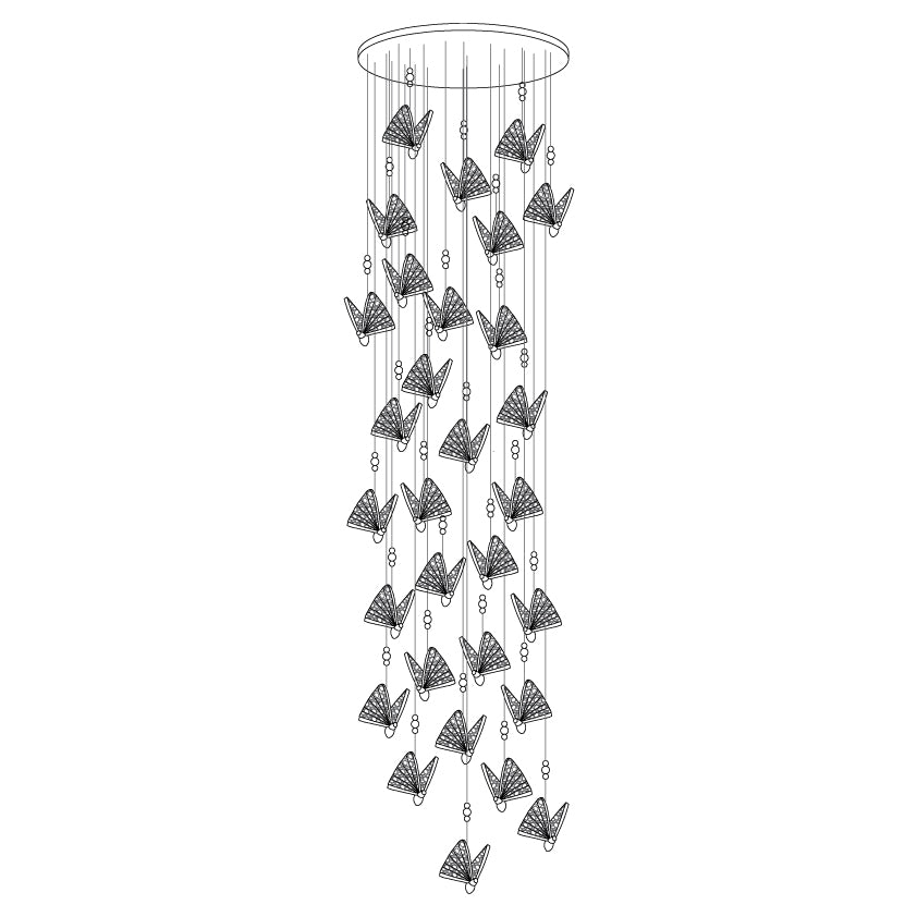 Modern Butterfly LED Pendant Light with Transparent Acrylic Wings and Adjustable Hanging Height