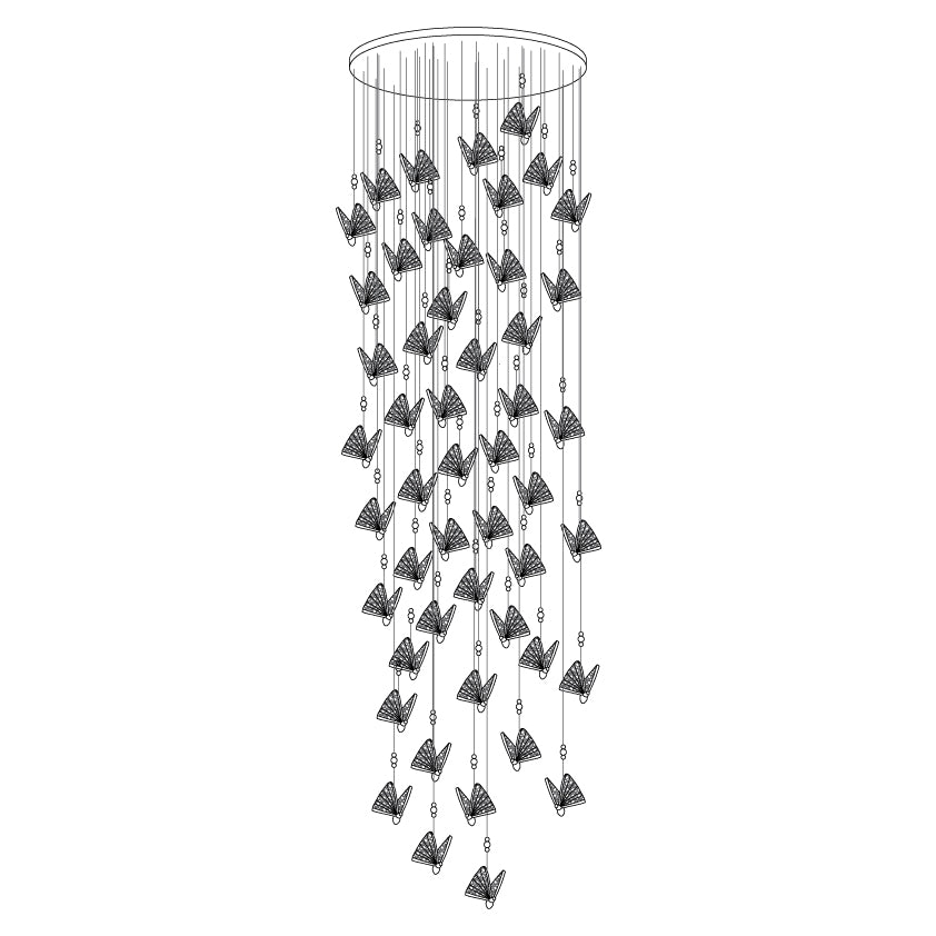 Modern Butterfly LED Pendant Light with Transparent Acrylic Wings and Adjustable Hanging Height