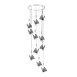 Modern Butterfly LED Pendant Light with Transparent Acrylic Wings and Adjustable Hanging Height