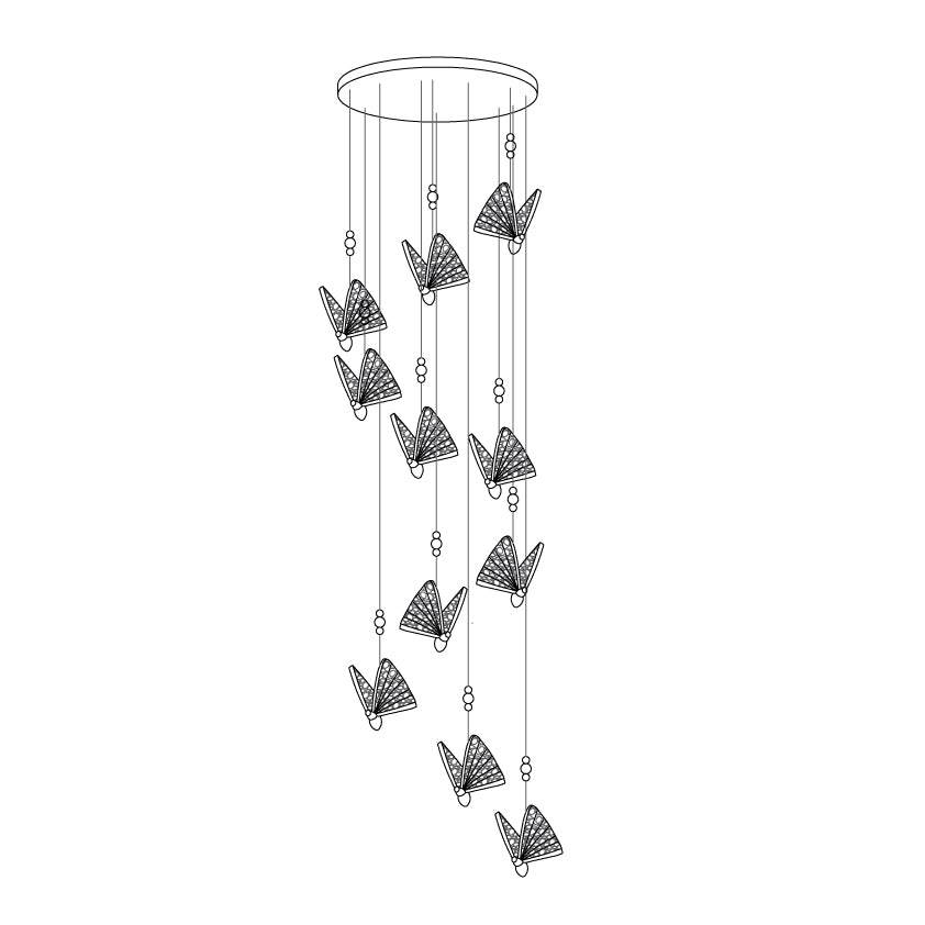 Modern Butterfly LED Pendant Light with Transparent Acrylic Wings and Adjustable Hanging Height