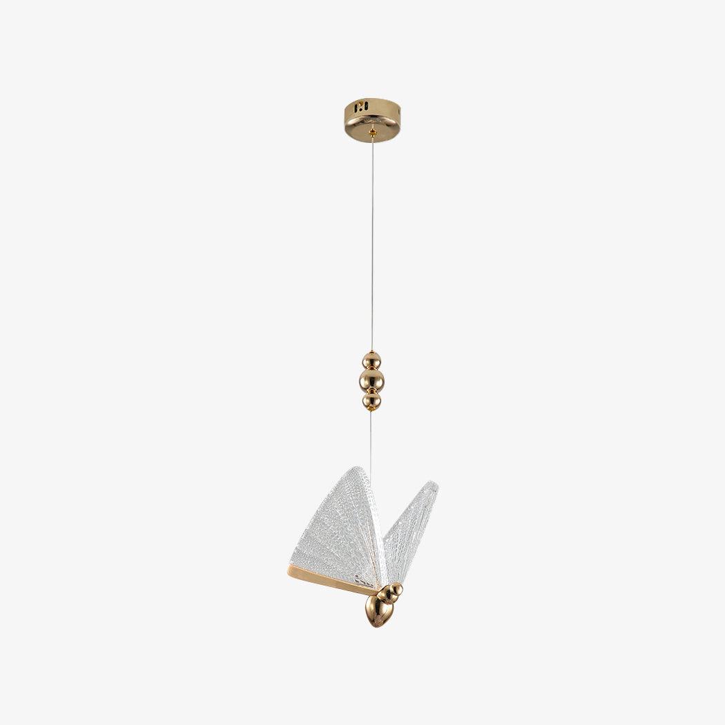 Modern Butterfly LED Pendant Light with Transparent Acrylic Wings and Adjustable Hanging Height