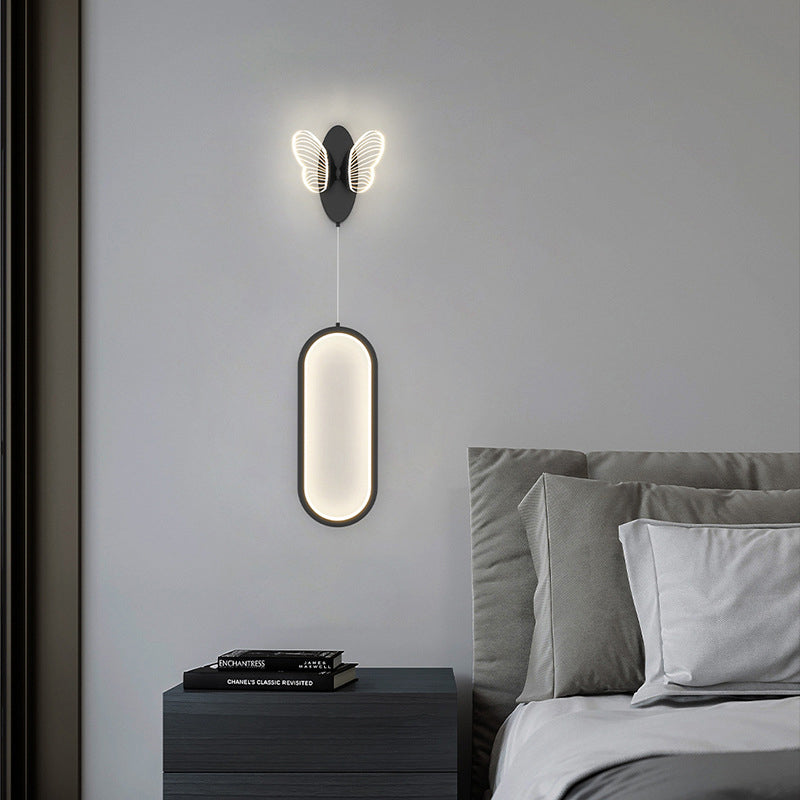 Modern Butterfly LED Wall Sconce with 3 Color Dimming for Bedroom and Living Room in Gold or Black