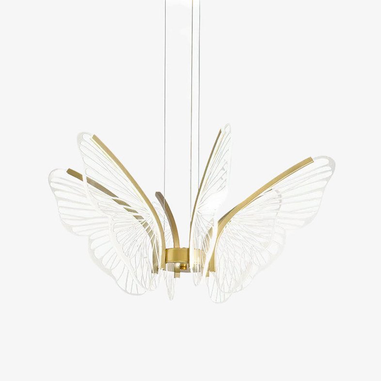 Modern Butterfly Phalaenopsis LED Chandelier Gold Acrylic Pendant Light for Living Room