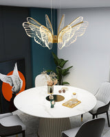 Modern Butterfly Phalaenopsis LED Chandelier Gold Acrylic Pendant Light for Living Room