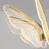 Modern Butterfly Phalaenopsis LED Chandelier Gold Acrylic Pendant Light for Living Room
