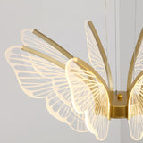Modern Butterfly Phalaenopsis LED Chandelier Gold Acrylic Pendant Light for Living Room