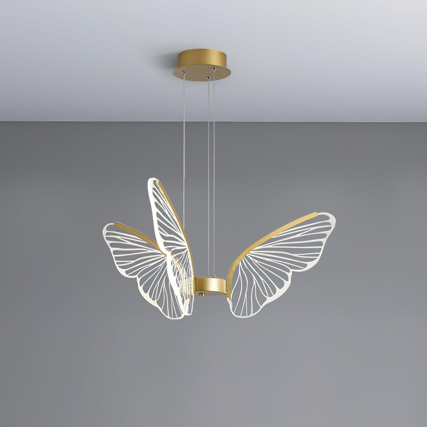 Modern Butterfly Phalaenopsis LED Chandelier Gold Acrylic Pendant Light for Living Room