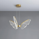 Modern Butterfly Phalaenopsis LED Chandelier Gold Acrylic Pendant Light for Living Room