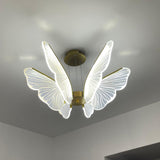 Modern Butterfly Phalaenopsis LED Chandelier Gold Acrylic Pendant Light for Living Room