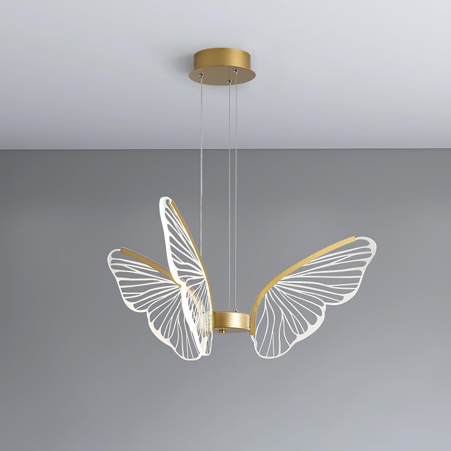 Modern Butterfly Phalaenopsis LED Chandelier Gold Acrylic Pendant Light for Living Room