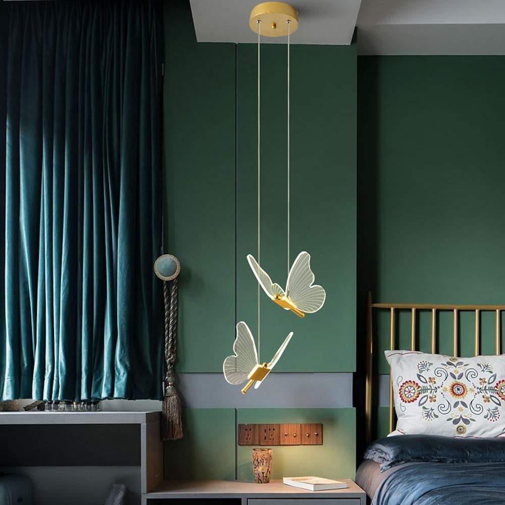 Modern Butterfly Shaped LED Pendant Light Nordic Style Acrylic Hanging Lamp for Dining Room