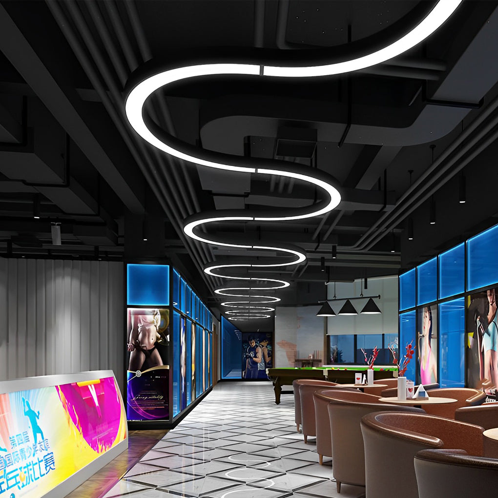 Modern C Shape LED Profile Pendant Light Curved Half Circle Architectural Hanging Fixture for Office