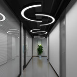 Modern C Shape LED Profile Pendant Light Curved Half Circle Architectural Hanging Fixture for Office