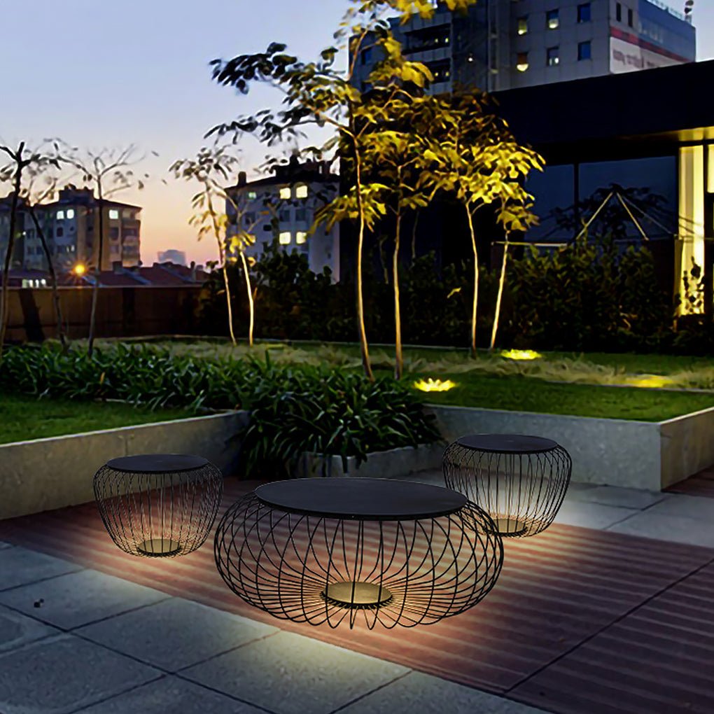 Modern Cage Style Outdoor LED Stool Lamp Waterproof Landscape Lighting for Garden and Villa
