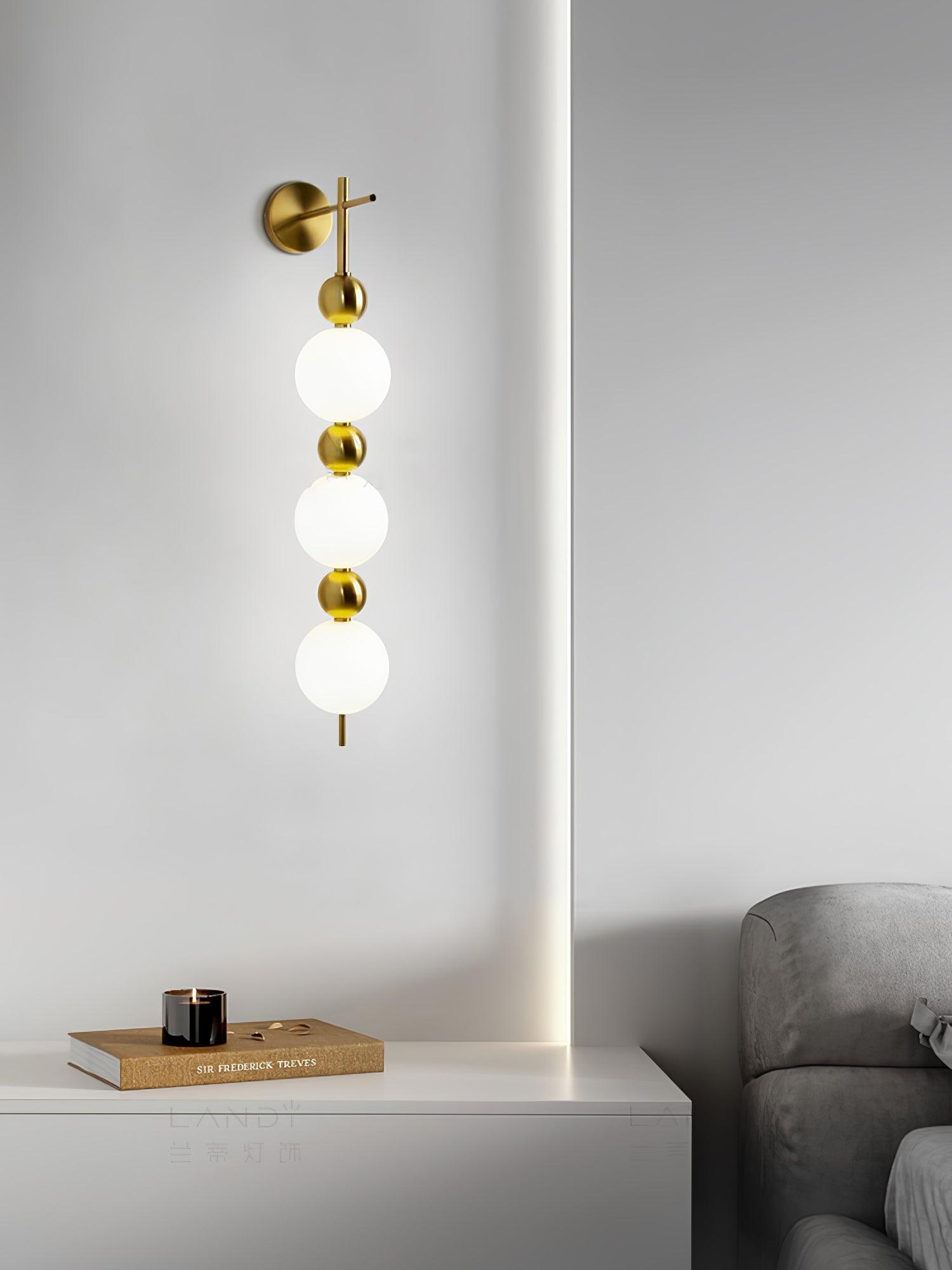 Modern Candied Haws String LED Wall Sconce with Opal Acrylic Shade and Gold Metal Frame