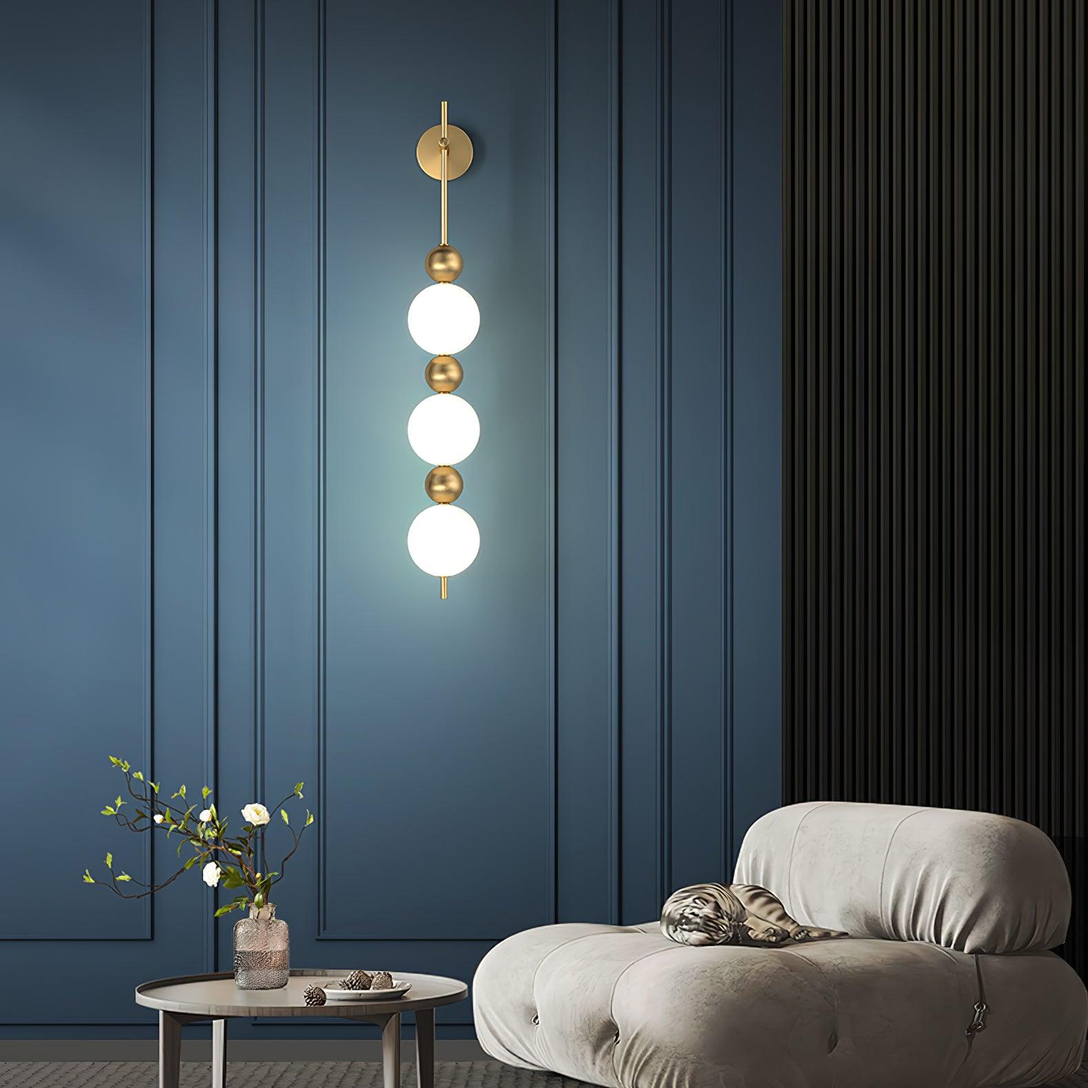 Modern Candied Haws String LED Wall Sconce with Opal Acrylic Shade and Gold Metal Frame