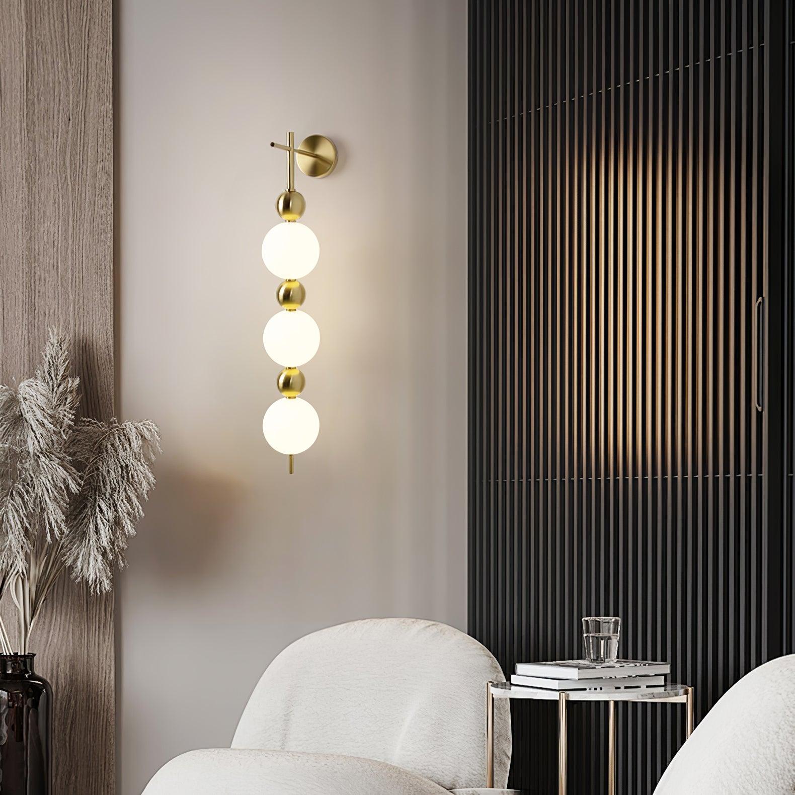 Modern Candied Haws String LED Wall Sconce with Opal Acrylic Shade and Gold Metal Frame
