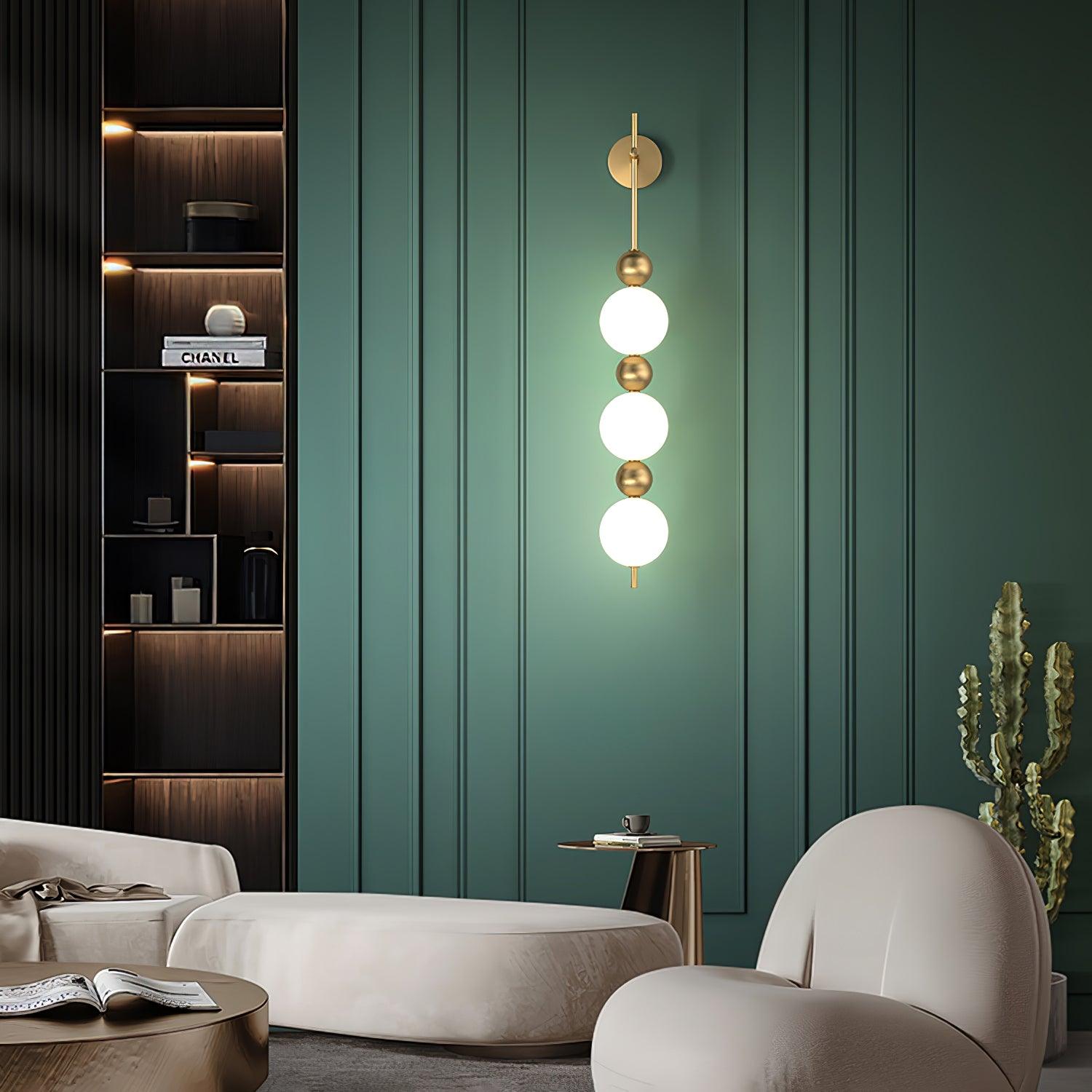 Modern Candied Haws String LED Wall Sconce with Opal Acrylic Shade and Gold Metal Frame