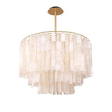 Modern Capiz Shell Chandelier Contemporary Shell Shaped Pendant Light in Gold and White