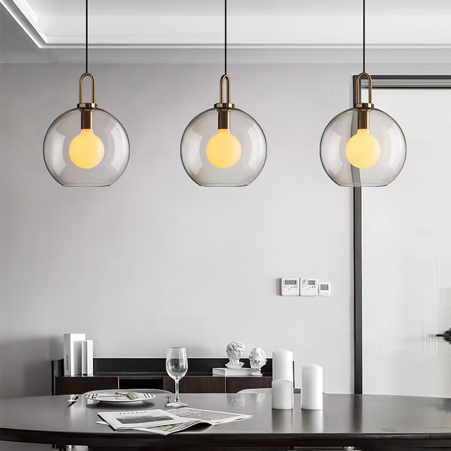 Modern Capsule and Sphere Glass Pendant Swag Light Fixture for Indoor Ceiling Decor