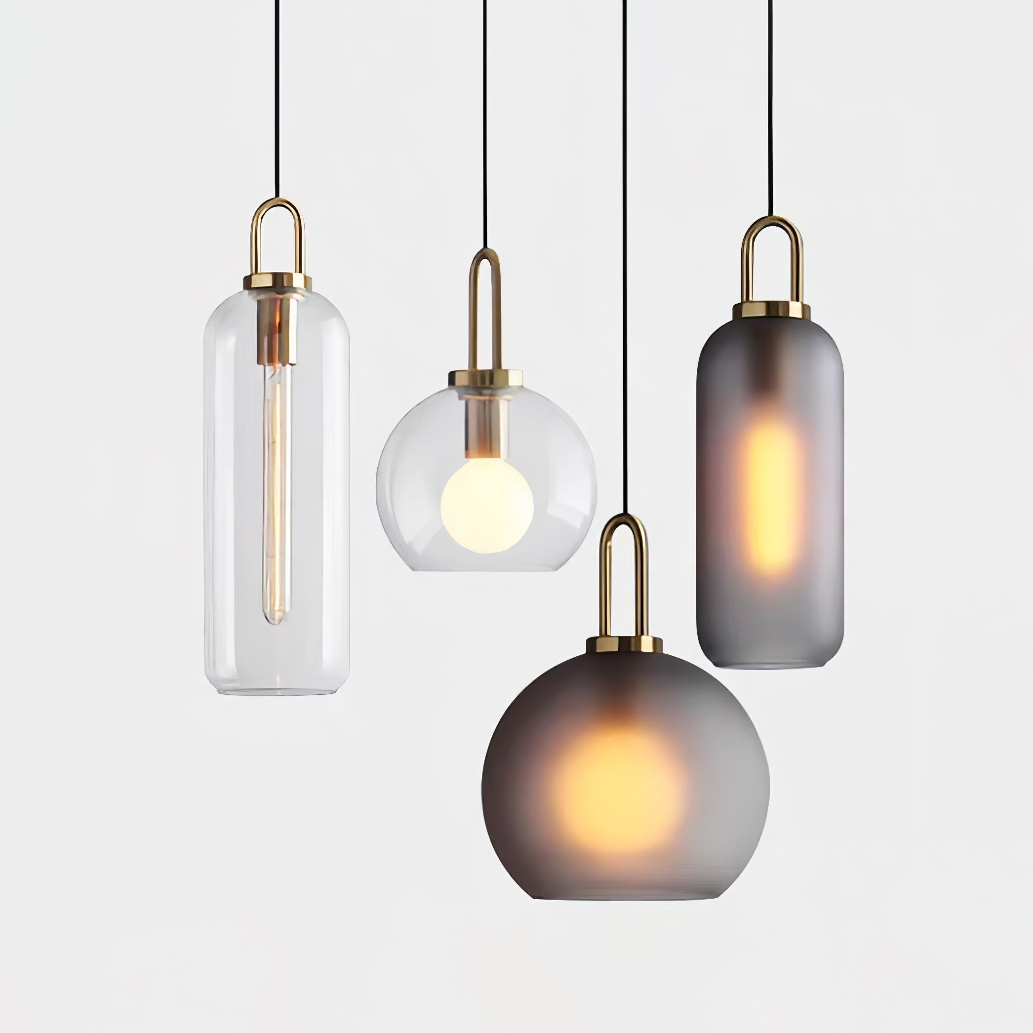 Modern Capsule and Sphere Glass Pendant Swag Light Fixture for Indoor Ceiling Decor
