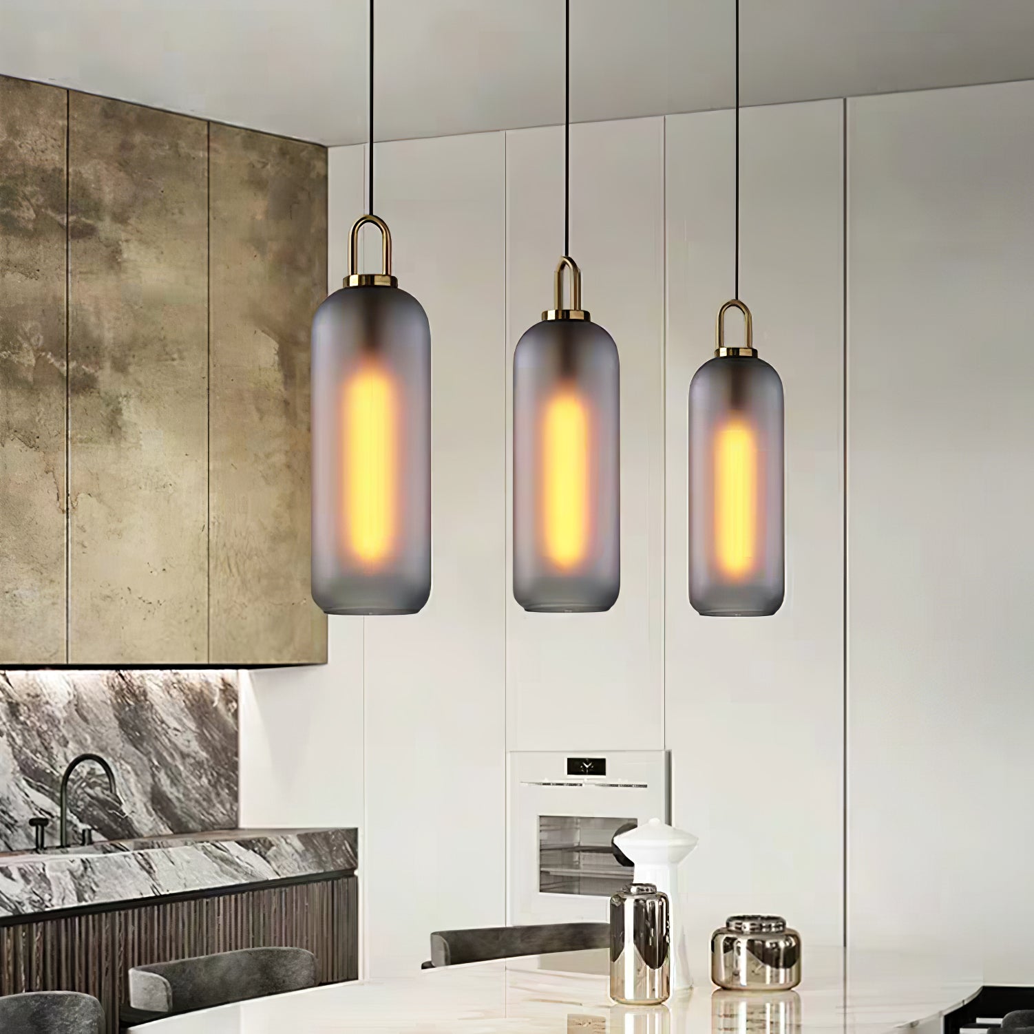 Modern Capsule and Sphere Glass Pendant Swag Light Fixture for Indoor Ceiling Decor