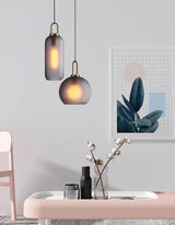 Modern Capsule and Sphere Glass Pendant Swag Light Fixture for Indoor Ceiling Decor