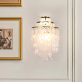 Modern Cascading White Shell Wall Light Fixture Chrome Metal Sconce for Indoor Decor