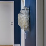 Modern Cascading White Shell Wall Light Fixture Chrome Metal Sconce for Indoor Decor