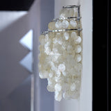 Modern Cascading White Shell Wall Light Fixture Chrome Metal Sconce for Indoor Decor