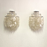 Modern Cascading White Shell Wall Light Fixture Chrome Metal Sconce for Indoor Decor