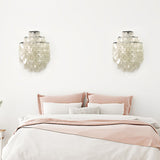 Modern Cascading White Shell Wall Light Fixture Chrome Metal Sconce for Indoor Decor