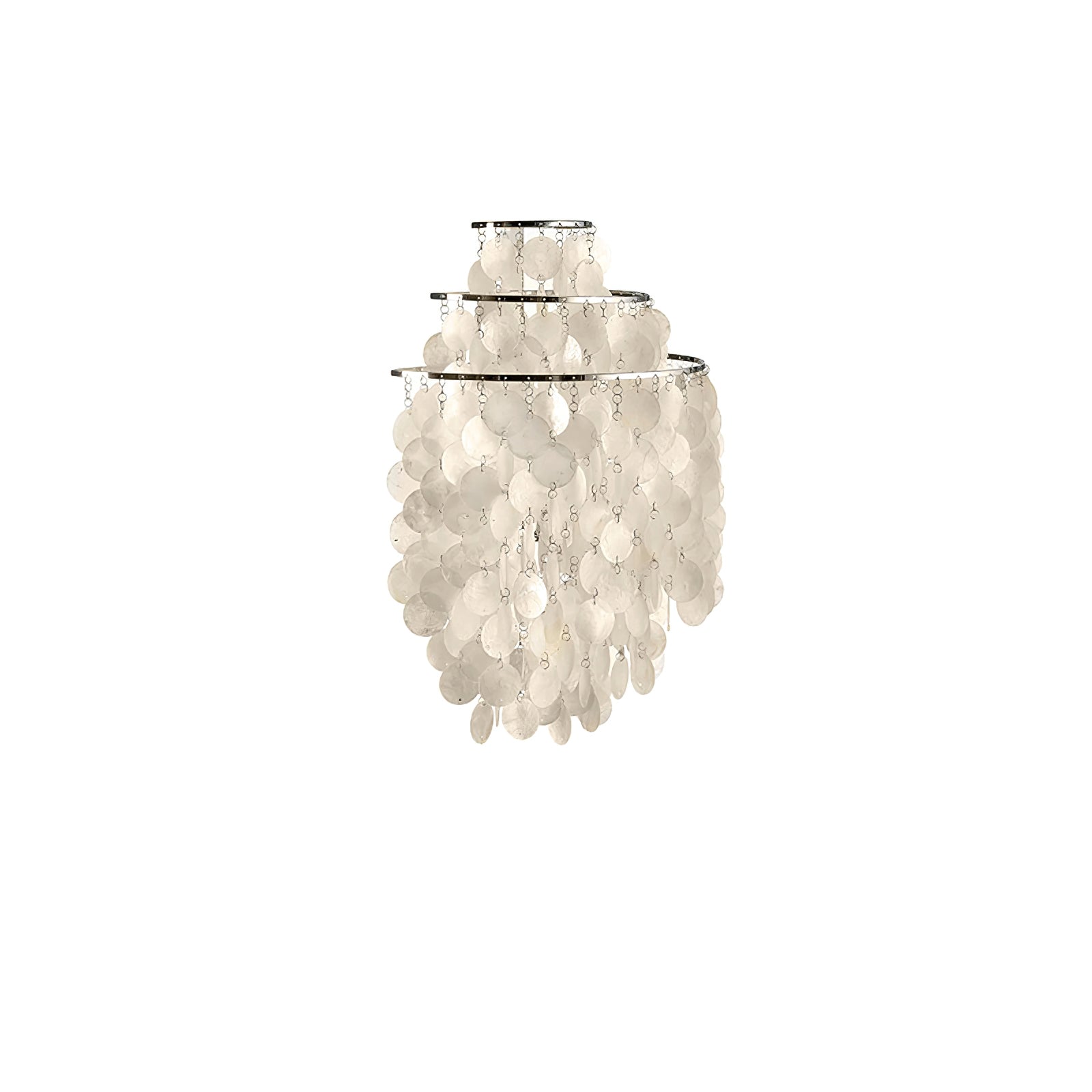 Modern Cascading White Shell Wall Light Fixture Chrome Metal Sconce for Indoor Decor