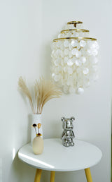 Modern Cascading White Shell Wall Light Fixture Chrome Metal Sconce for Indoor Decor