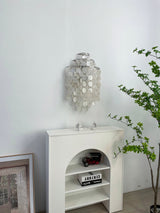 Modern Cascading White Shell Wall Light Fixture Chrome Metal Sconce for Indoor Decor