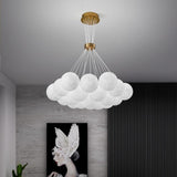 Modern Celestial Glass Sphere Chandelier Lunar Inspired Droplight for Dining Area