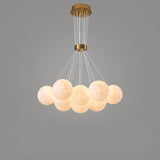 Modern Celestial Glass Sphere Chandelier Lunar Inspired Droplight for Dining Area