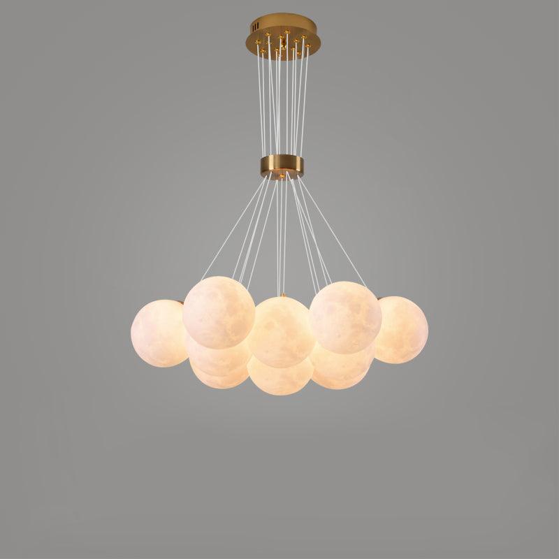 Modern Celestial Glass Sphere Chandelier Lunar Inspired Droplight for Dining Area