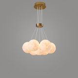 Modern Celestial Glass Sphere Chandelier Lunar Inspired Droplight for Dining Area