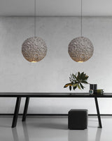Modern Celestial Sphere Pendant Light with Grey Earth Texture and Porous Planet Design