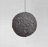 Modern Celestial Sphere Pendant Light with Grey Earth Texture and Porous Planet Design