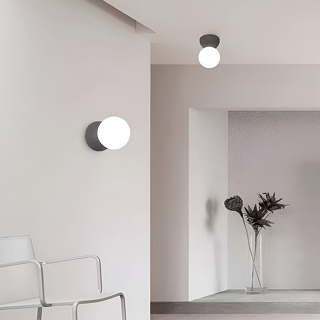 Modern Cement LED Round Wall Sconce and Nordic Pendant Hanging Light for Indoor Decor