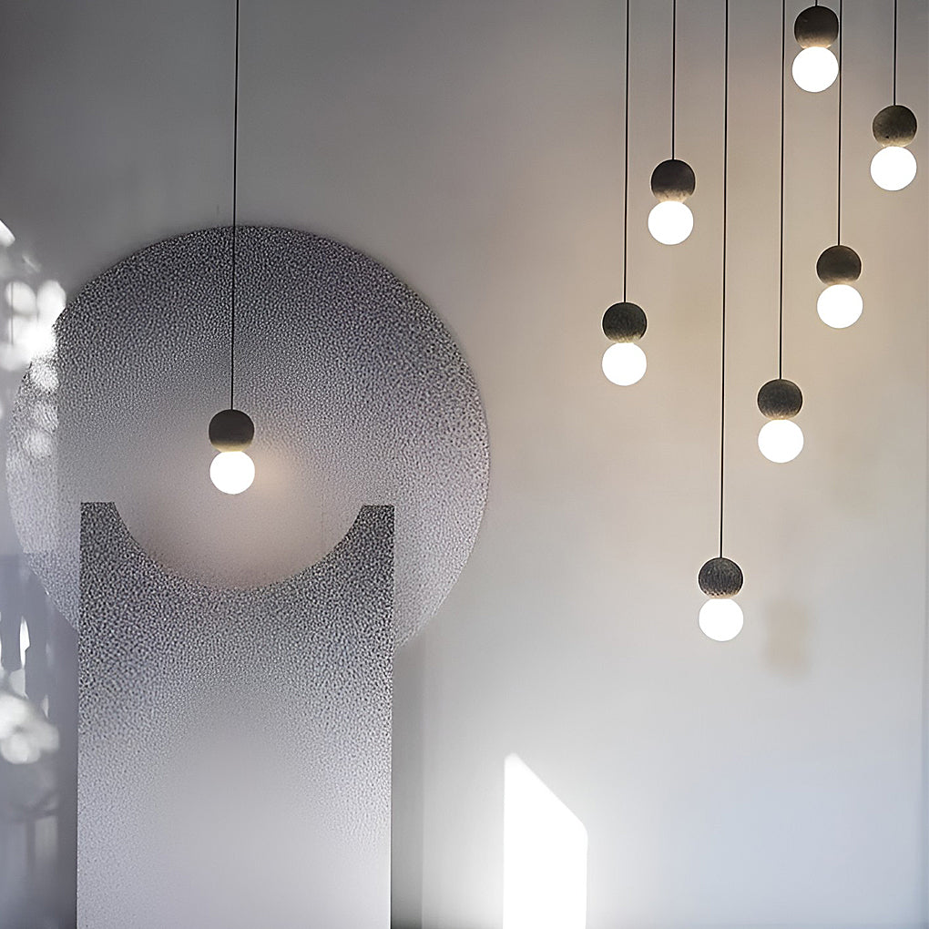 Modern Cement LED Round Wall Sconce and Nordic Pendant Hanging Light for Indoor Decor