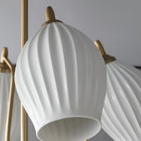 Modern Ceramic Flower Petal Ceiling Light 4 Light Warm White Chandelier for Living Room