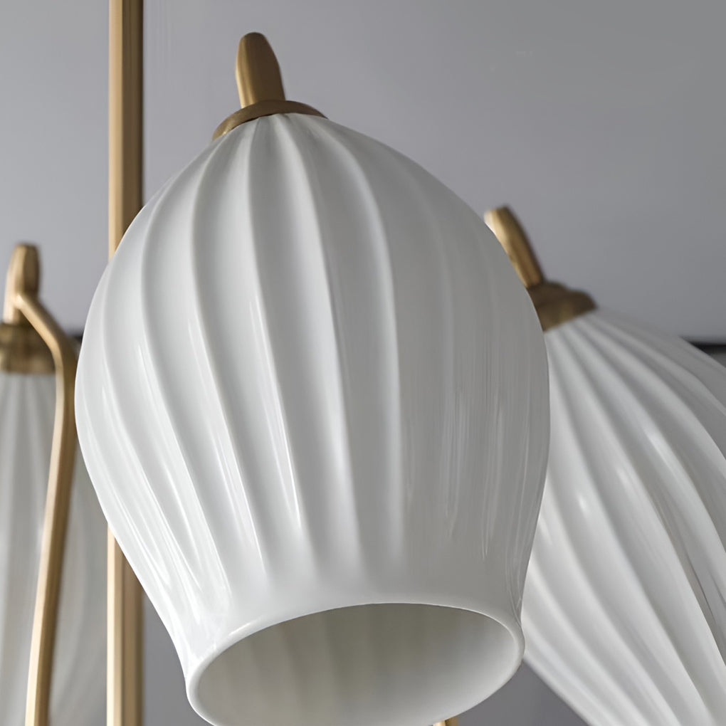 Modern Ceramic Flower Petal Ceiling Light 4 Light Warm White Chandelier for Living Room
