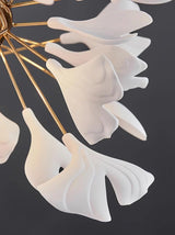 Modern Ceramic Gingko Leaf Chandelier Elegant Gold Brass Pendant Light Fixture