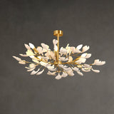 Modern Ceramic Gingko Leaf Chandelier Elegant Gold Brass Pendant Light Fixture