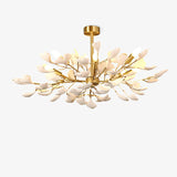 Modern Ceramic Gingko Leaf Chandelier Elegant Gold Brass Pendant Light Fixture